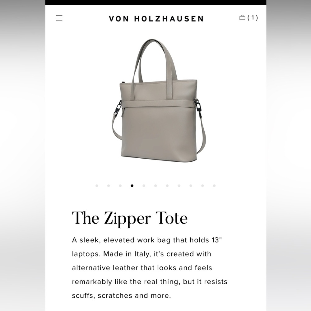 {{von holzhausen)) The Zipper Tote in Green - Picture 5 of 10